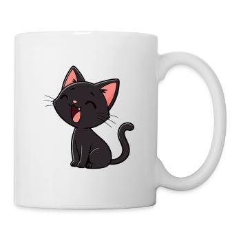Minimal Laughing Black Kitten - Mug - white - Right