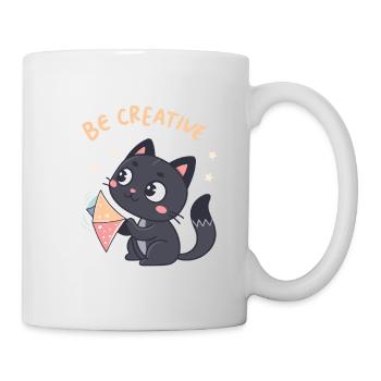 Kawaii-Katze und kreativer Drachen - Tasse - Weiß - Rechts