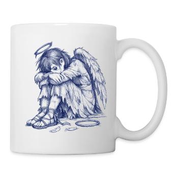 Sad Angel | Hand Painted Drawing - Mug - white - Right