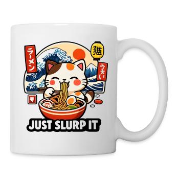 Kawaii Ramen Katze: Just Slurp It - Tasse - Weiß - Rechts