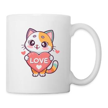 Chat kawaii cœur Love - Mug blanc - blanc - Droite