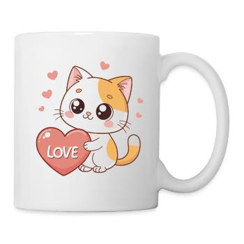 Chat kawaii cœur amour - Mug blanc - blanc - Droite