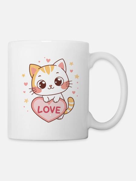 Kitten Kawaii Herzliebe - Tasse - Weiß