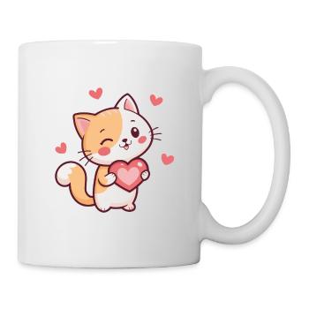 Katzenherz-Kawaii-Zärtlichkeit - Tasse - Weiß - Rechts