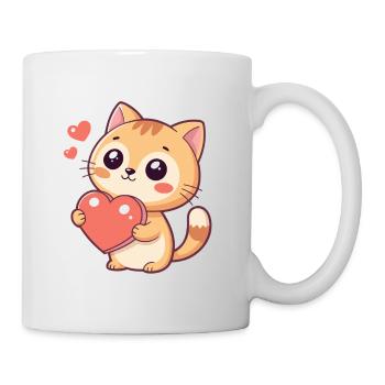 Cuddly kitten with a red heart - Mug - white - Right