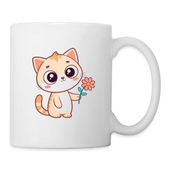Kawaii cat and pastel flower - Mug - white - Right