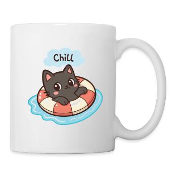 Chat Chill en Bouée - Mug blanc - blanc - Droite