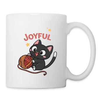 Chat Joyeux et Pelote Kawaii - Mug blanc - blanc - Droite