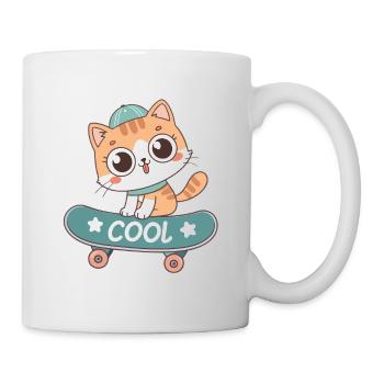 Cat on Pastel Skateboard - Mug - white - Right