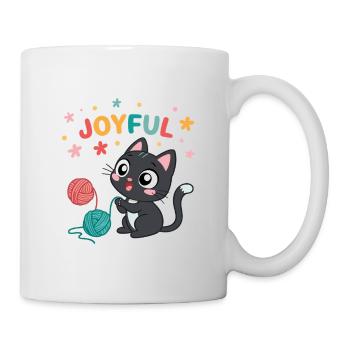 Happy cat and colorful balls - Mug - white - Right