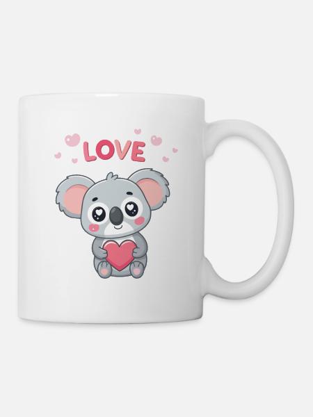 Koalaherz, süße Liebe, Pastell, - Tasse - Weiß