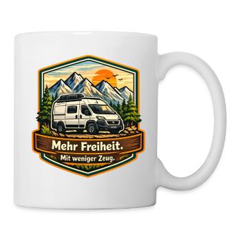 Camping-Mehr Freiheit-mit weniger Zeug-Camper - Tasse - Weiß - Rechts