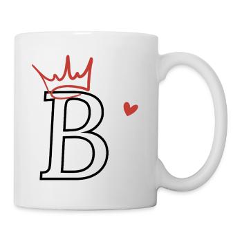 Buchstabe B Kronenherz - Tasse - Weiß - Rechts