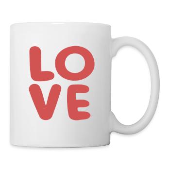 Love Soft Red Typografie - Tasse - Weiß - Rechts