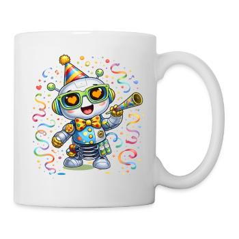 Robot de carnaval – Motif coloré de carnaval avec fête - Mug blanc - blanc - Droite