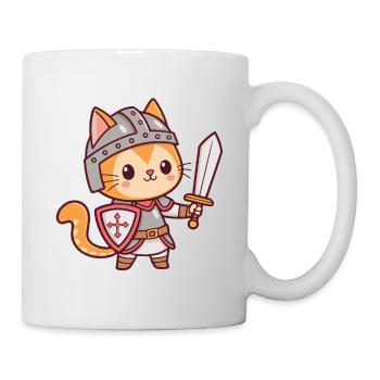 Kawaii-Ritterkatze mit Schwert - Tasse - Weiß - Rechts