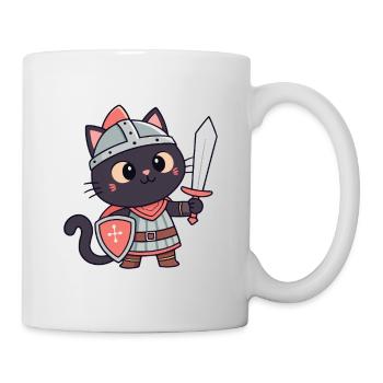 Cat Knight: Cute Sword and Shield - Mug - white - Right