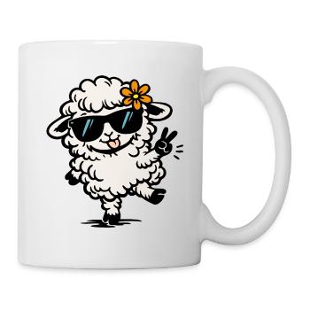 Dancing Sheep – Funny Illustration with Style - Mug - white - Right