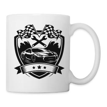 Logo du bouclier de voiture - Mug blanc - blanc - Droite