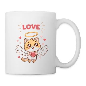 Chat Angélique Coeur et Ailes - Mug blanc - blanc - Droite
