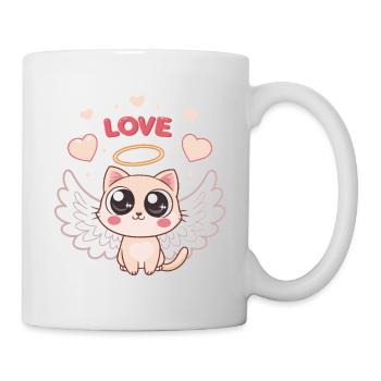 Chat Angélique ailé et cœur - Mug blanc - blanc - Droite