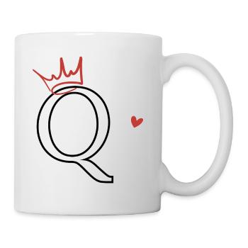 Buchstabe Q Kronenherz - Tasse - Weiß - Rechts