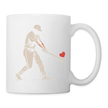 Silhouette Batter Baseball Valentinstagskarte - Tasse - Weiß - Rechts