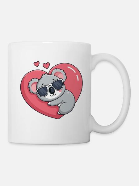 Koala-Ruhebrille mit rosa Herz - Tasse - Weiß