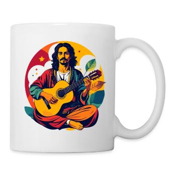 Retro Farben Gitarrenspieler Gitarist Motiv - Tasse - Weiß - Rechts