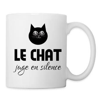 Le chat juge en silence  - Mug blanc - blanc - Droite