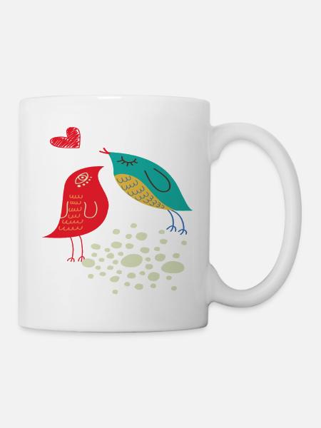 verliebte Vögel - Tasse - Weiß