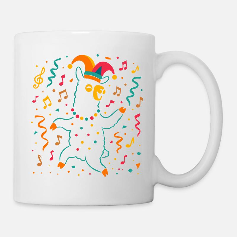 Alpaga dansante du carnaval avec bonnet de bouffon - Mug blanc - blanc