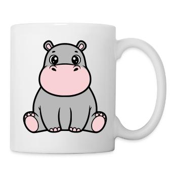 Bébé hippopotame mignon assis à Kawaii - Mug blanc - blanc - Droite