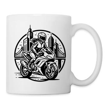 Biker who goes on an adventure - Mug - white - Right