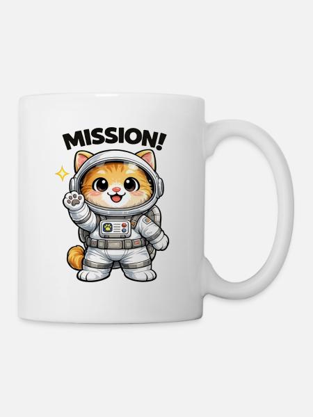 Mission Katzenastronaut - Tasse - Weiß