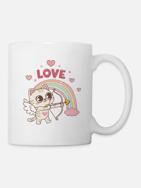 Celestial Cat Rainbow Love - Tasse - Weiß