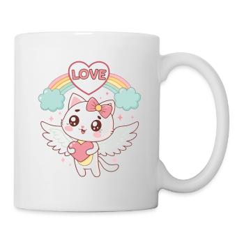 Chat ailé Arc en Ciel Amour - Mug blanc - blanc - Droite