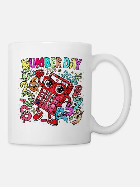 Number Day 2026 Neon-Rechner - Tasse - Weiß
