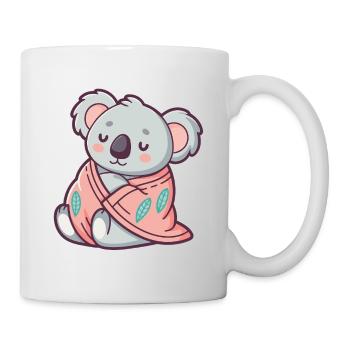 Kuscheliger Koala, eingehüllt in eine rosa Decke, eingewickelt - Tasse - Weiß - Rechts