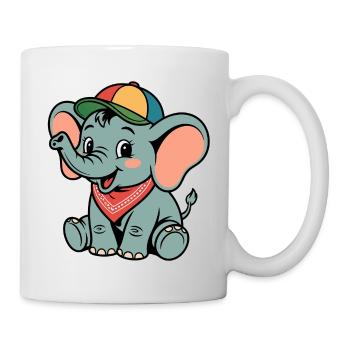 Kunterbunter Elefant mit Bandana - Tasse - Weiß - Rechts