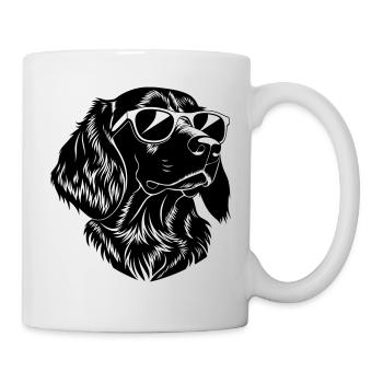 Lustiger Hundekopf mit Sonnenbrille - Tasse - Weiß - Rechts