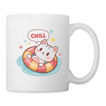Chill-Katze in Pastell-Boje - Tasse - Weiß - Rechts
