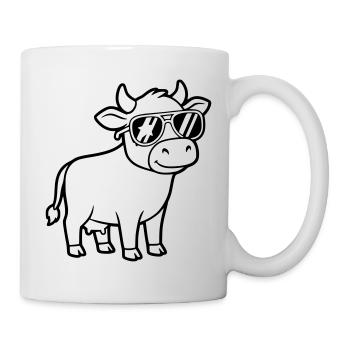 Cool Cow Sunglasses Casual Vector - Mug - white - Right