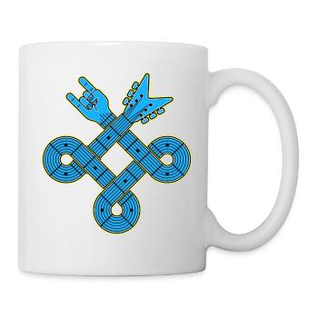 Neonblauer Gitarrenknoten-Emblem - Tasse - Weiß - Rechts