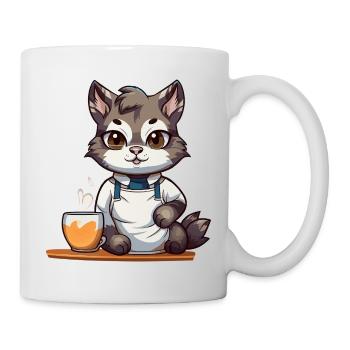 Chaton café en tenue de barista - Mug blanc - blanc - Droite