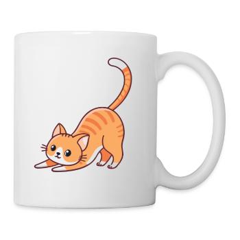 Chaton orange en étirement - Mug blanc - blanc - Droite