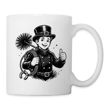 Fröhlicher Schornsteinfeger Cartoon - Tasse - Weiß - Rechts