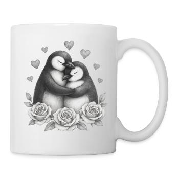 Liebesduo Pinguin Rosen - Tasse - Weiß - Rechts
