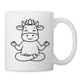 Yoga Cow Meditation Namaste Outline - Mug - white - Right
