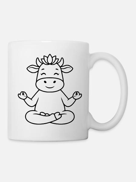 Yoga Kuh Meditation Namaste Outline - Tasse - Weiß